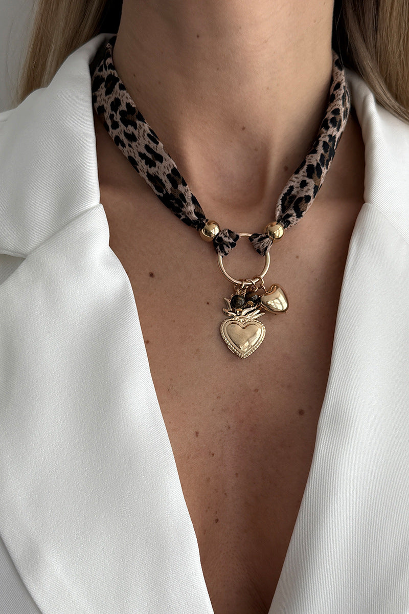 Star and Heart Charm Scarf Necklace