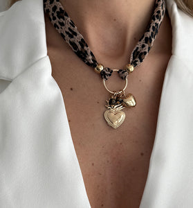 Star and Heart Charm Scarf Necklace