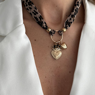 Star and Heart Charm Scarf Necklace