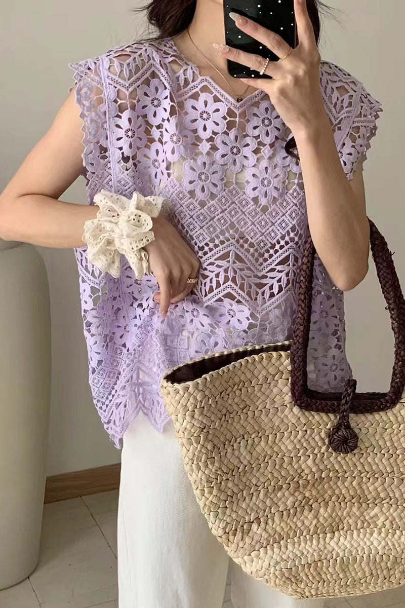 Floral Lace Sleeveless Tank Top