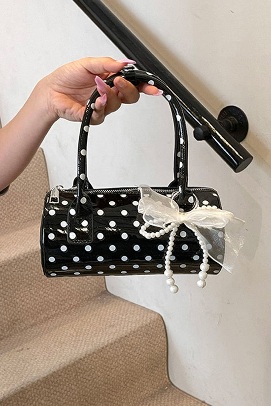Polka Dot Pearl-Embellished Handbag