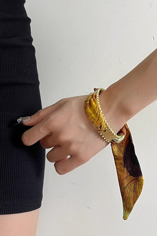 Patterned Scarf Inspired Wide Cuff Bracelet