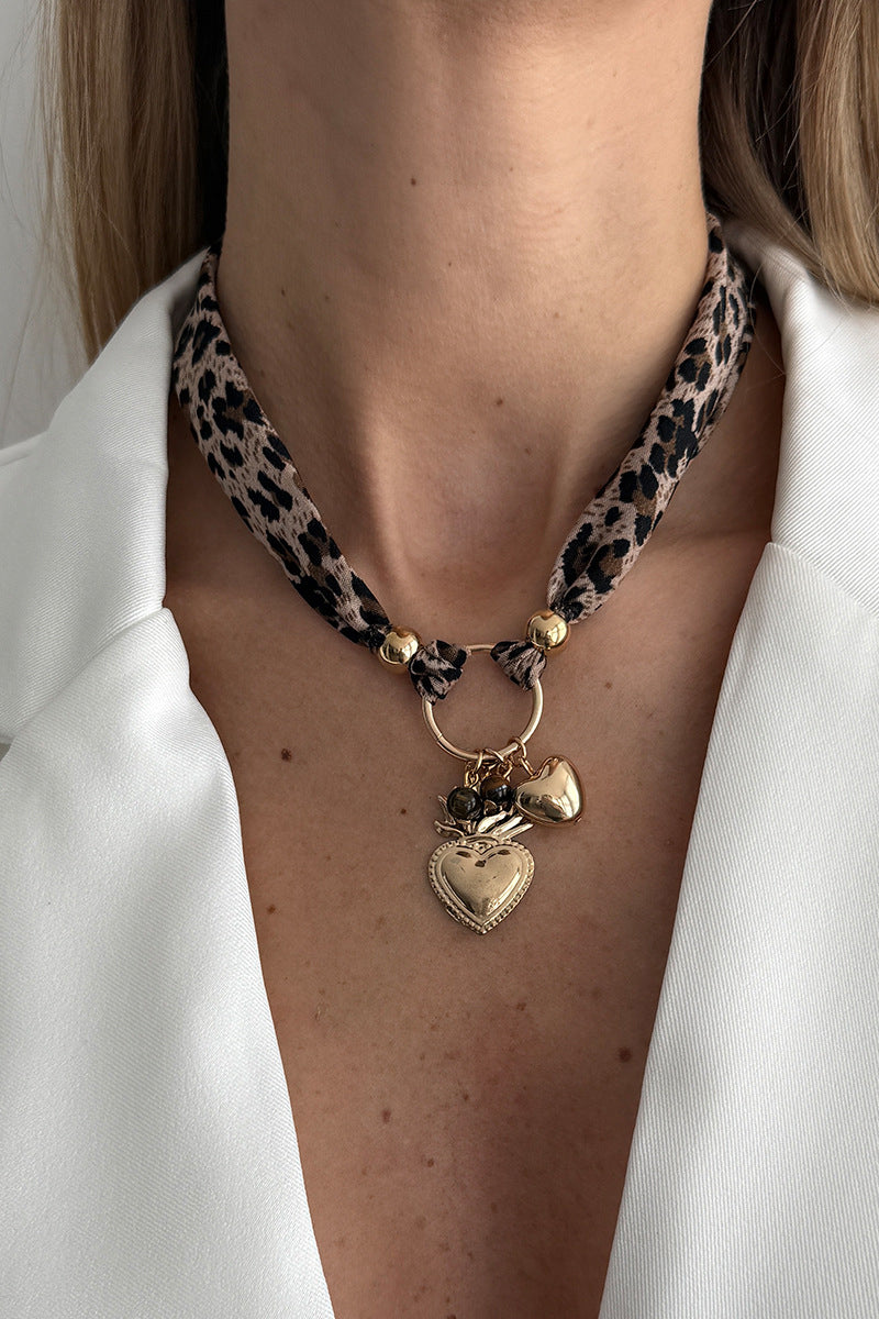 Star and Heart Charm Scarf Necklace