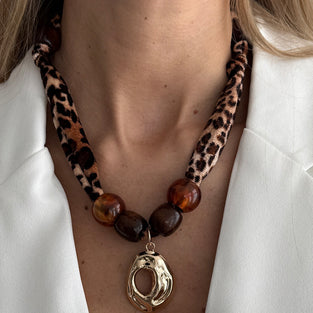 Beaded Leopard Choker Necklace
