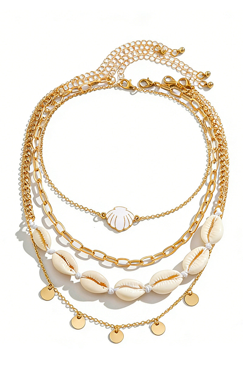 Starfish and Shell Charm Layered Necklace