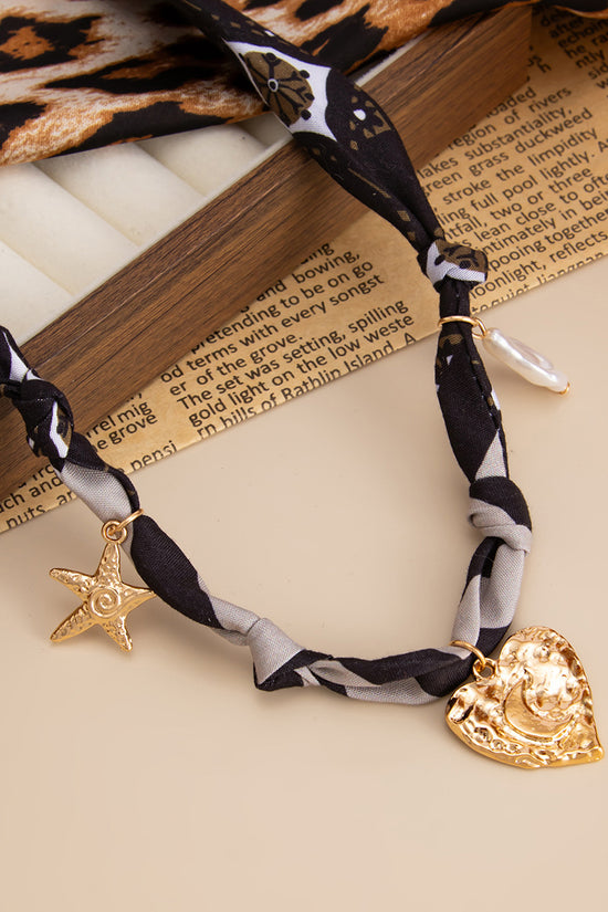 Star and Heart Pendant Twisted Necklace