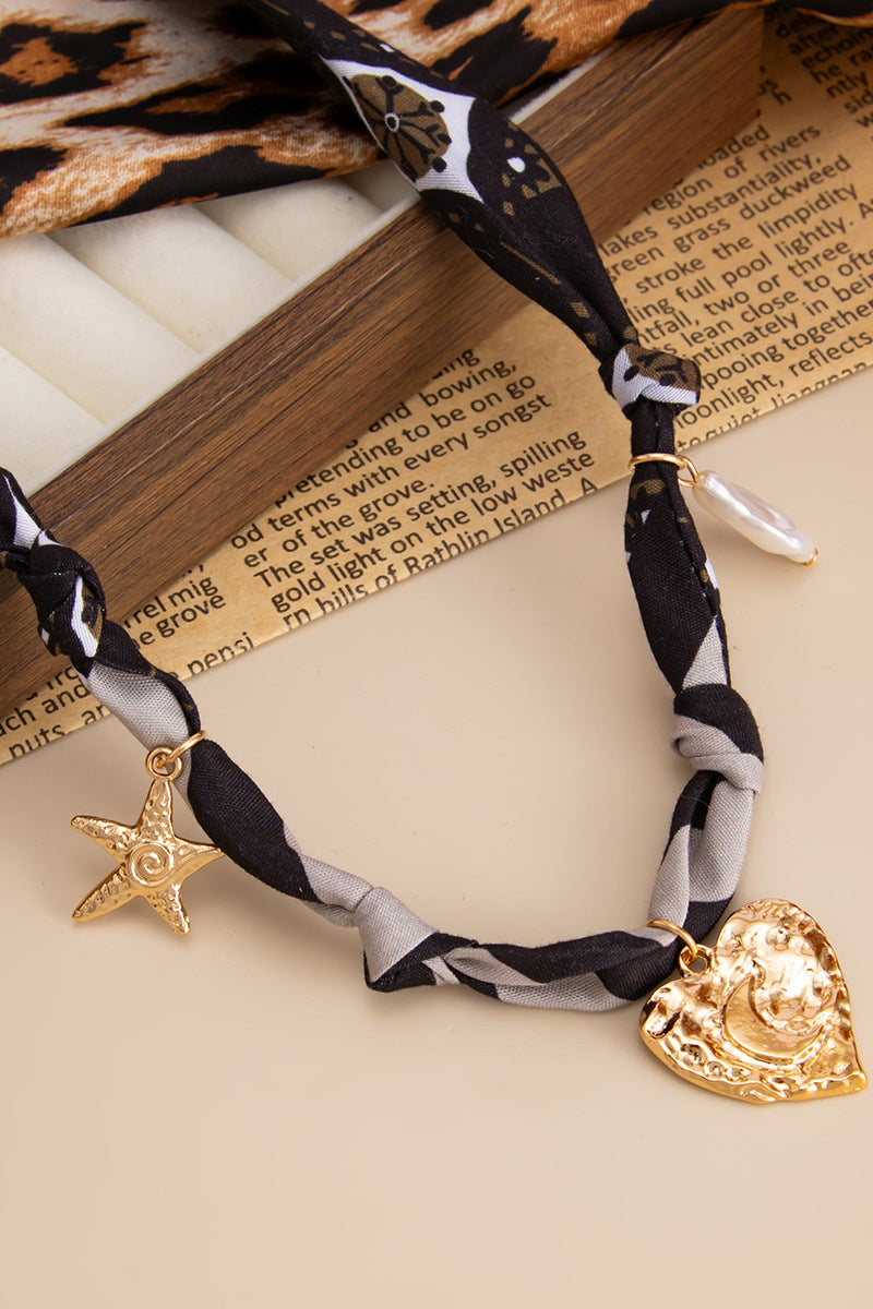 Star and Heart Pendant Twisted Necklace