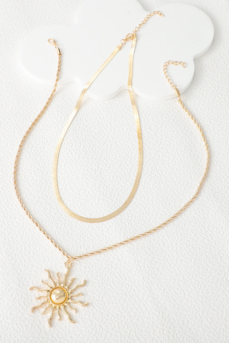 Dual Necklace with Stunning Sun Pendant