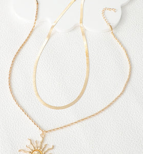 Dual Necklace with Stunning Sun Pendant