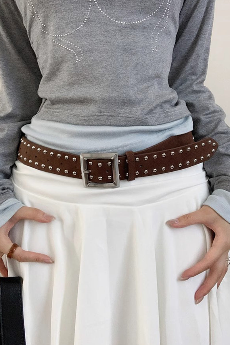 Studded Square Buckle Belt