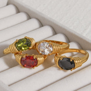 Elegant Twist Oval Statement Ring