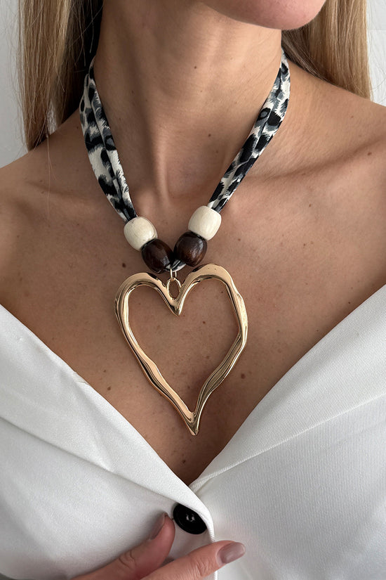 Heart Beaded Leopard Choker Necklace