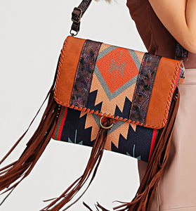 Geometric Fringe Crossbody Bag