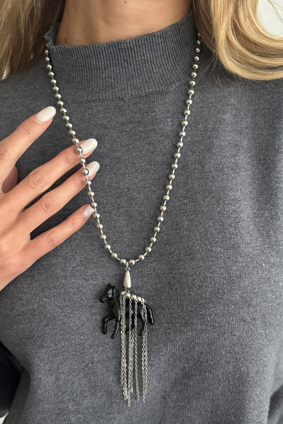 Elegant Beaded Horse Pendant Necklace