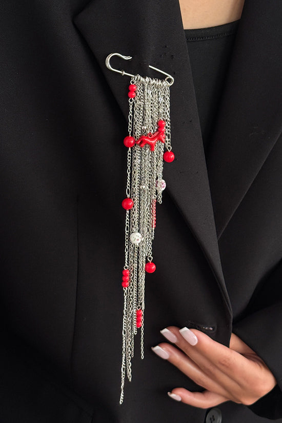 Elegant Chain and Bead Brooch