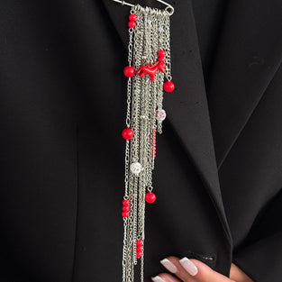 Elegant Chain and Bead Brooch