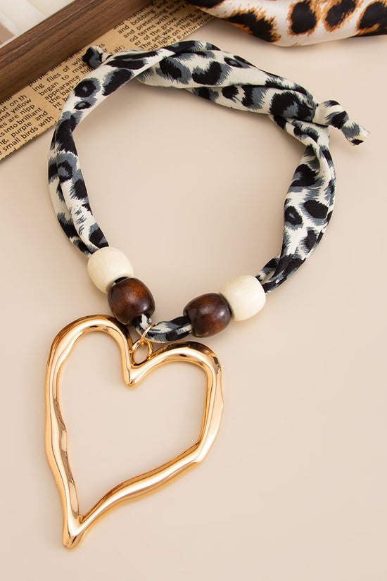Heart Beaded Leopard Choker Necklace