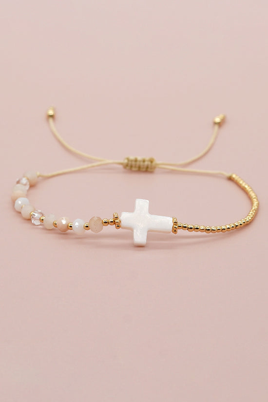 Elegant Beaded Cross Bracelet
