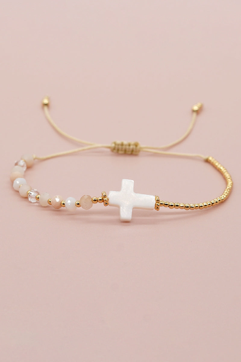 Elegant Beaded Cross Bracelet