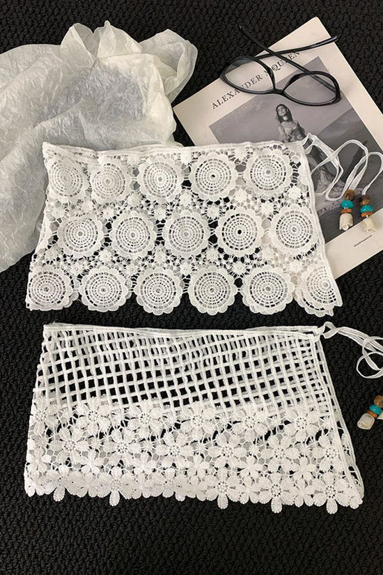 Floral Mesh Belt with Crochet Detailing