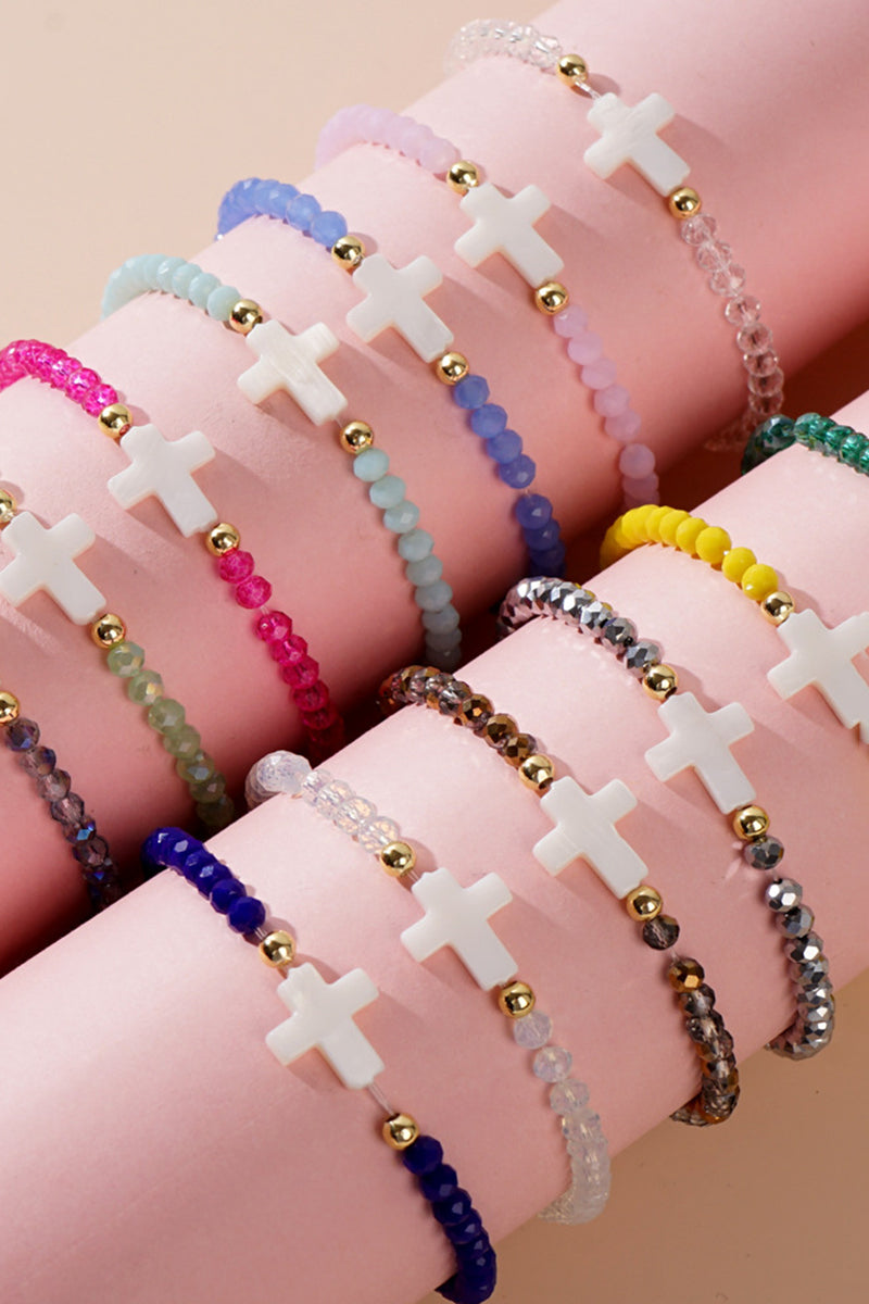 Elegant Beaded Cross Bracelet