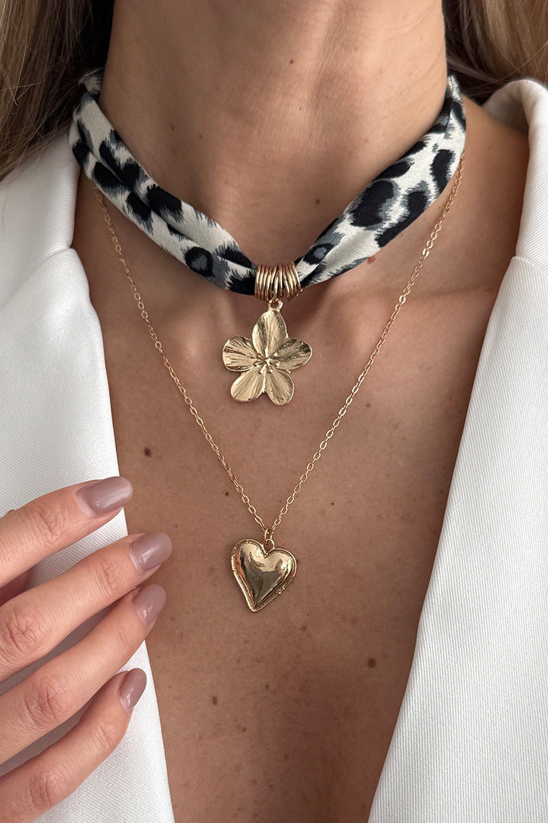 Heart Floral Charm Necklace