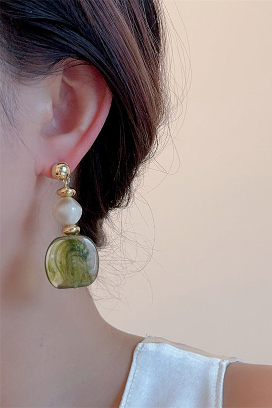 Geometric Gemstone Dangle Earrings