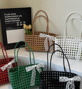 Elegant Woven Tote with Bow
