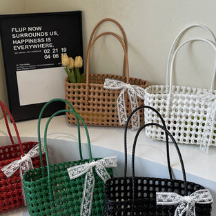 Elegant Woven Tote with Bow