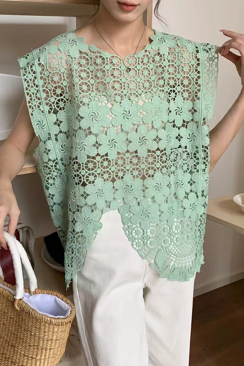 Sleeveless Crochet Tank Top
