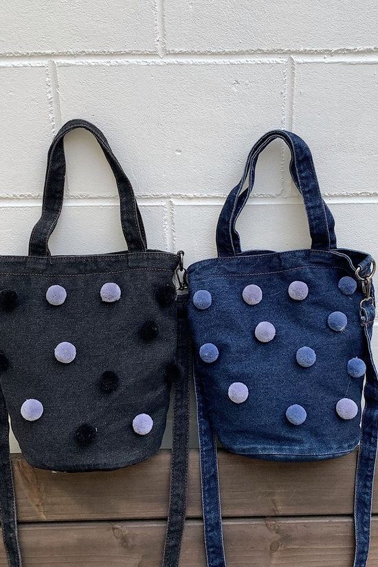 Pom-Pom Accent Tote Bag