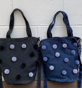 Pom-Pom Accent Tote Bag