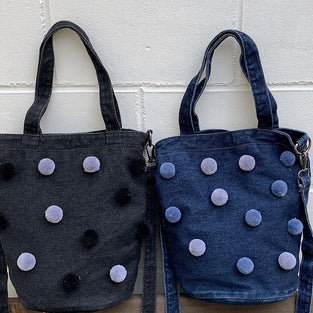 Pom-Pom Accent Tote Bag