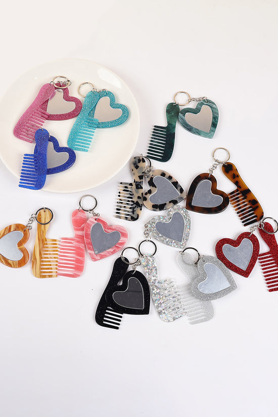Heart and Comb Keychain Set