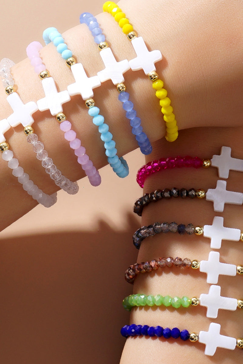 Elegant Beaded Cross Bracelet