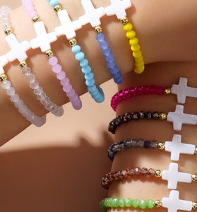 Elegant Beaded Cross Bracelet