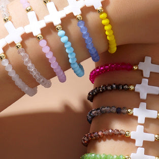 Elegant Beaded Cross Bracelet