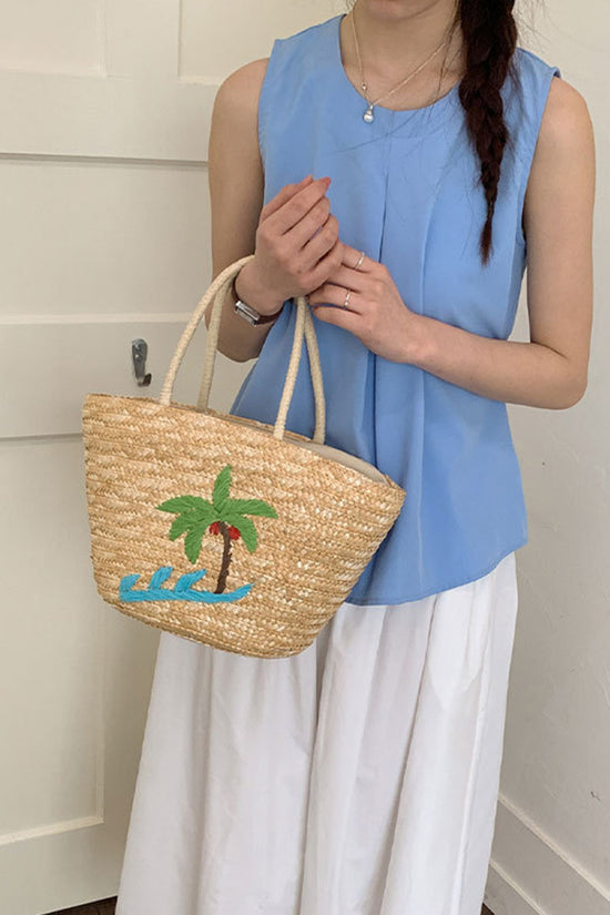 Straw Patterned Tote Bag