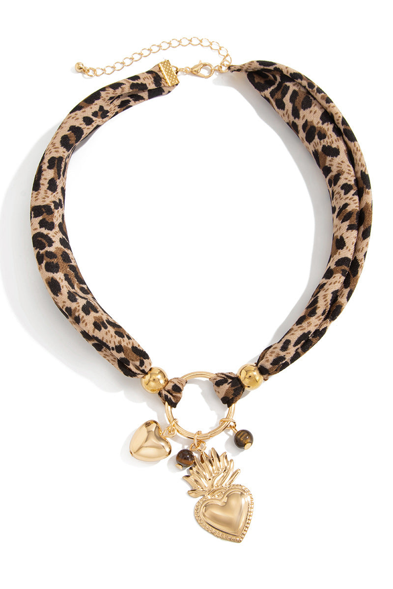 Star and Heart Charm Scarf Necklace
