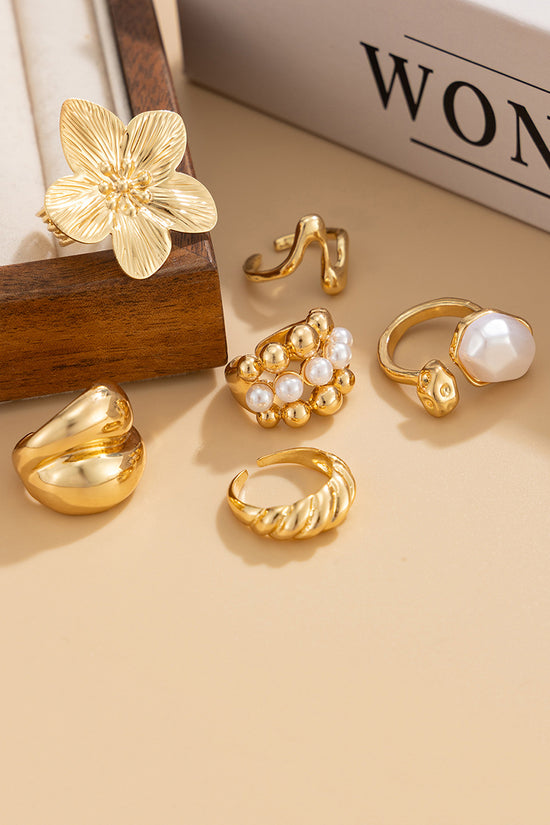 Elegant Gold Statement Rings Set