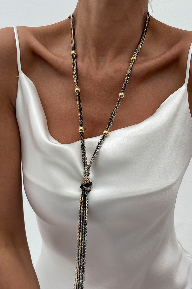 Elegant Beaded Tassel Necklace