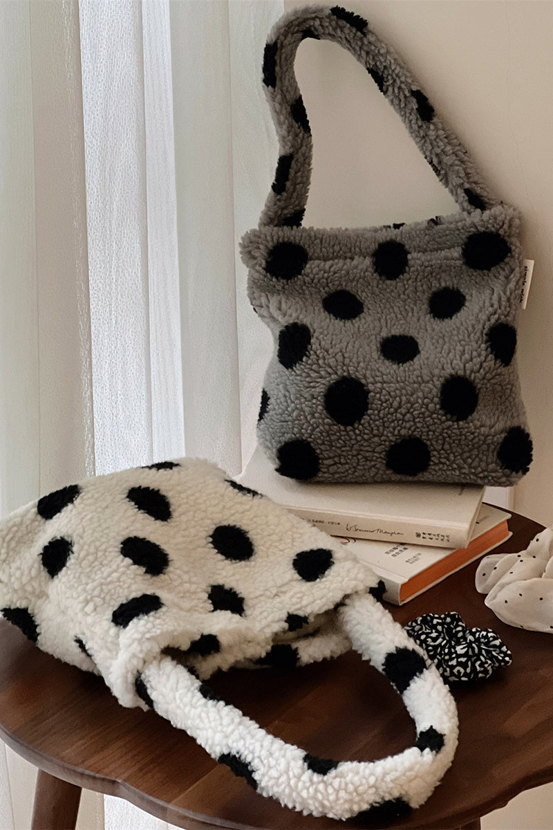 Polka Dot Fluffy Handle Bag