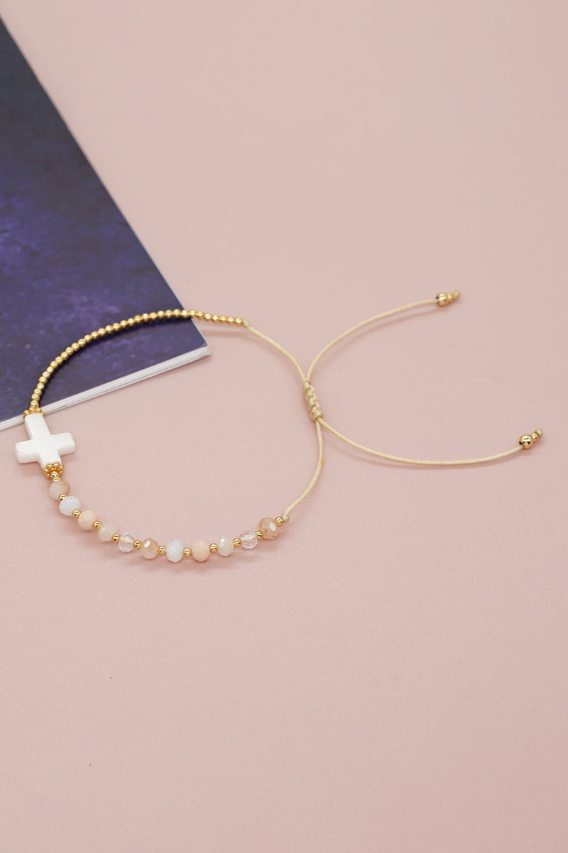Elegant Beaded Cross Bracelet