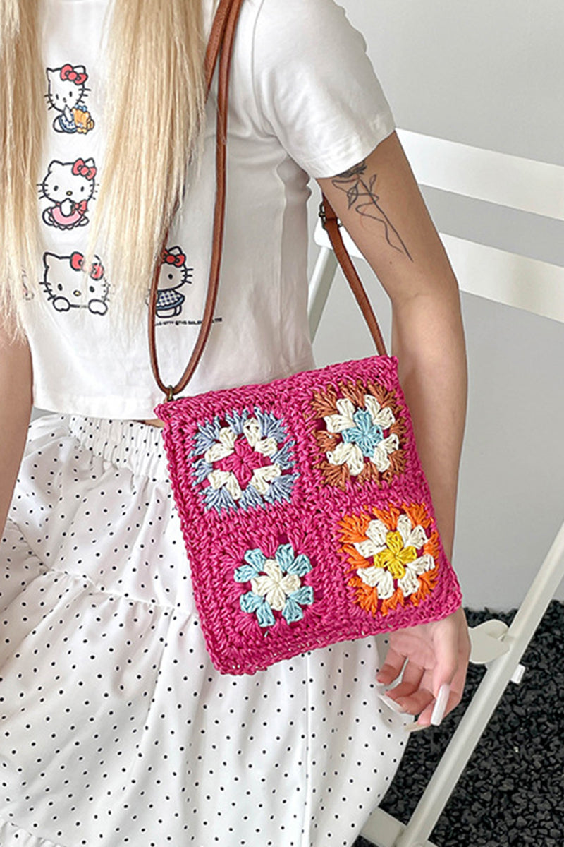 Crochet Square Pattern Shoulder Bag