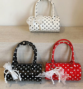 Polka Dot Pearl-Embellished Handbag