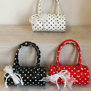 Polka Dot Pearl-Embellished Handbag