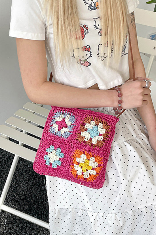 Crochet Square Pattern Shoulder Bag