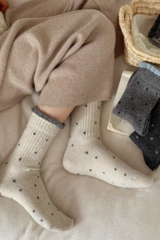 Cozy Polka Dot Ribbed Socks