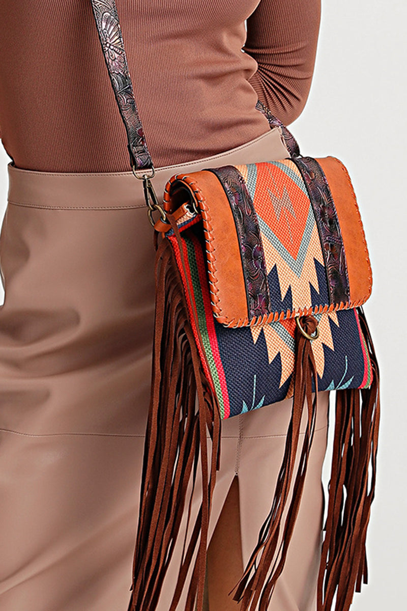 Geometric Fringe Crossbody Bag