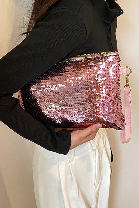 Sequin Clutch with Wrist Strap